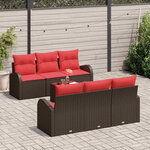 vidaXL Ensemble de canapé de jardin 7 Pièces Beige et Rouge polyrotin