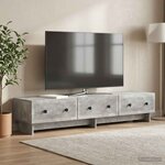 vidaXL Meuble TV Gris béton 147 x 34 5 x 30 cm Bois d'ingénierie