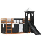 vidaXL Lit superposé sans matelas avec toboggan blanc noir 90x200 cm