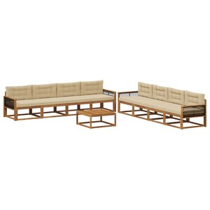vidaXL Ensemble de canapés d'extérieur 9 Pièces Naturel et Beige