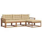 vidaXL Ensemble de canapés d'extérieur 4 pc Naturel et Beige