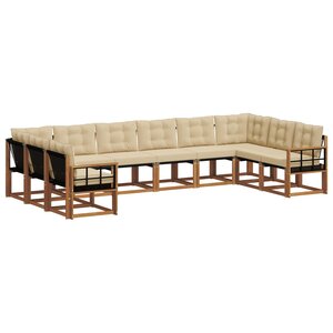 vidaXL Ensemble de canapés d'extérieur 10 Pièces Naturel et Beige