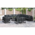 vidaXL Ensemble de canapé de jardin avec coussin 14 Pièces Noir Aluminium