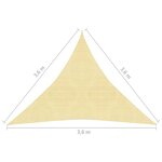 vidaXL Parasol en PEHD triangulaire 3 6x3 6x3 6 m Beige