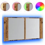 vidaXL Armoire à miroir LED vieux bois 90x12x45 cm bois d'ingénierie