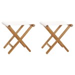 vidaXL Chaises pliables lot de 2 Bois teck solide et tissu Blanc crème