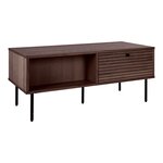 Table basse 2 tiroirs placage chêne pieds métal noir 50 x 100 x 45 cm