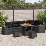 vidaXL Ensemble de canapé de jardin 9 Pièces Noir polyrotin