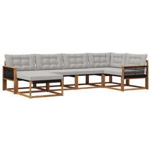 vidaXL Ensemble de canapés d'extérieur 6 Pièces Naturel et gris clair