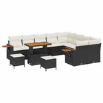 vidaXL Ensemble de canapé de jardin avec coussin 12 Pièces Noir et crème