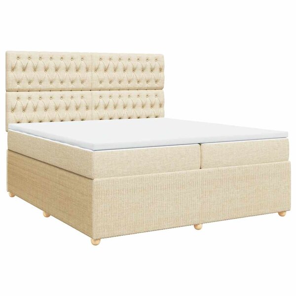 vidaXL Sommier à lattes de lit avec matelas Crème 200x200 cm Tissu