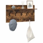 vidaXL Porte-manteau mural avec étagère Chêne fumé 80 x 40 x 12 cm