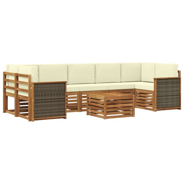vidaXL Ensemble de canapés d'extérieur 8 Pièces Naturel et Crème