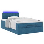 vidaXL Lit ottoman avec matelas et LED bleu foncé 90x200cm velours