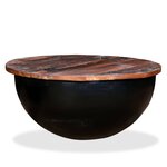 vidaXL Table basse Bois de récupération massif Noir Forme de bol