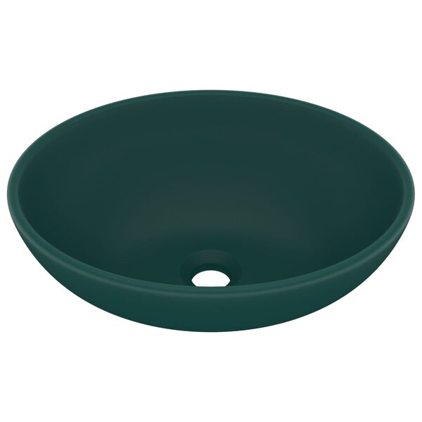 vidaXL Lavabo ovale de luxe Vert foncé mat 40x33 cm Céramique