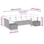 vidaXL Ensemble de Canapé de Jardin 7 Pièces avec Coussins en Poly Rattan Noir