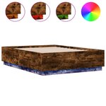 vidaXL Cadre de lit avec LED sans matelas chêne fumé 135x190 cm