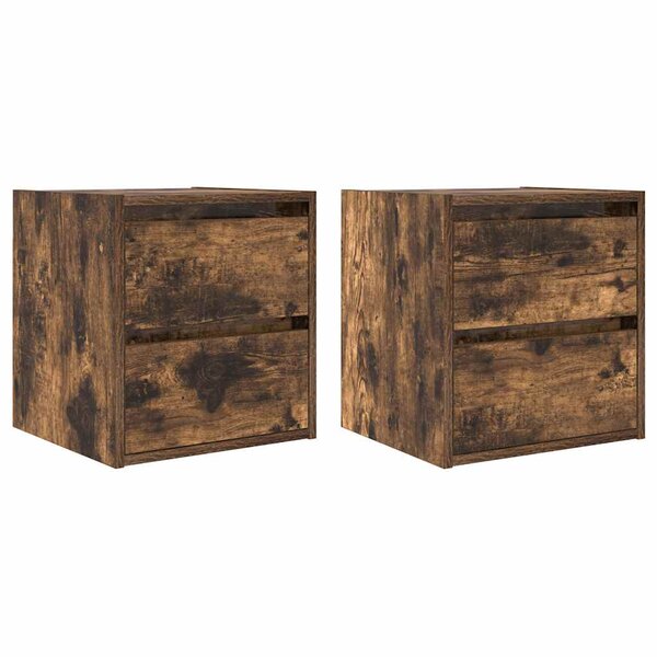 vidaXL Tables de chevet murales 2 Pièces chêne fumé 38x34x40 cm