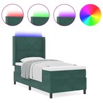 vidaXL Lit à Ressorts avec Matelas LED Vert foncé 90 x 200 cm Velours