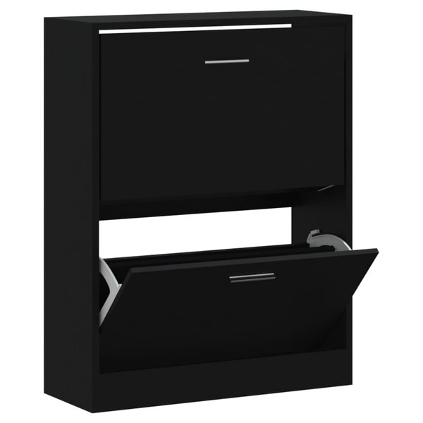 vidaXL Armoire à chaussures Noir 63x24x81 cm Bois d'ingénierie