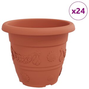 vidaXL Pot à fleurs rond 24 pc Rouge brique Ø 34 x 28 cm Plastique