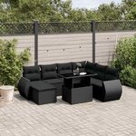 vidaXL Salon de jardin 8 Pièces avec coussins noir résine tressée