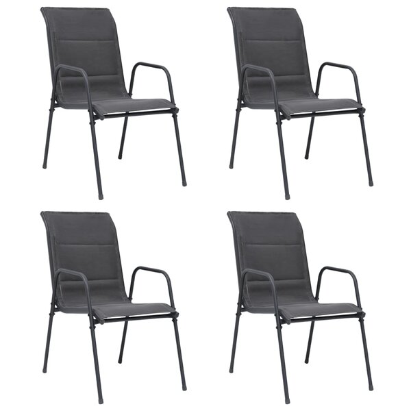 vidaXL Chaises empilables de jardin lot de 4 Acier et textilène