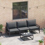 vidaXL Ensemble de canapé de jardin 4 Pièces Anthracite Acier