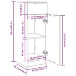 vidaXL Armoire de bain Chêne fumé 32x34x90 cm Bois d'ingénierie