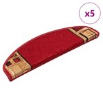 vidaXL Tapis d'escalier autoadhésifs 5 Pièces 65x21x4 cm Rouge