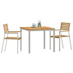 vidaXL EnsembledeRepasdeJardin 3 Pièces Marron TeckMassif