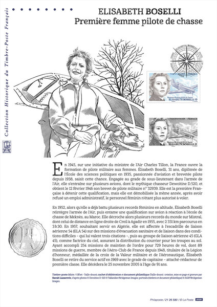 Document philatélique - Elisabeth Boselli - Première femme pilote de chasse