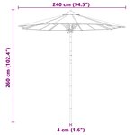 vidaXL Parasol de jardin Ø 240 x 260 cm Bambou Rond Gris foncé