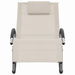 vidaXL Chaise longue avec oreiller Crème Textilène