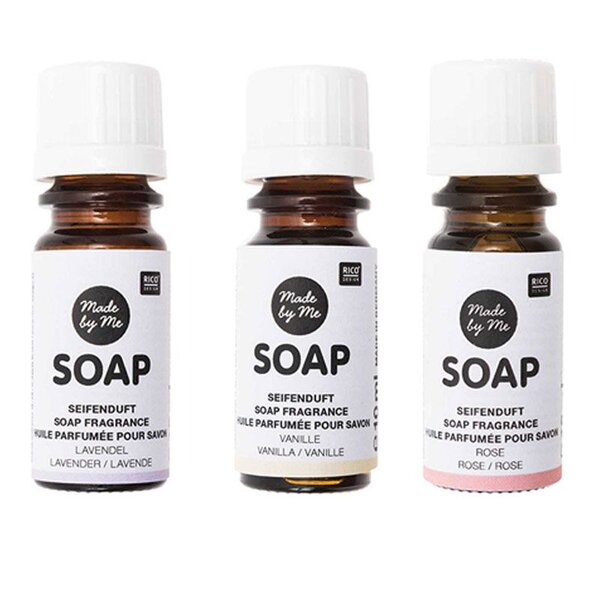 3 huiles parfumées 10 ml pour savon - lavande  vanille  rose
