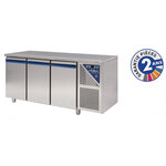 Table réfrigérée positive  - 3 portes avec dosseret groupe logé - dalmec -  - acier inoxydable3pleine x700xmm