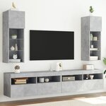 vidaXL Meubles TV avec lumières LED 2 Pièces gris béton 30 5x30x90 cm