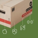 Pack and Move - Lot 50 Cartons Déménagement Premium - 60 X 25 X 25 Cm - Extrême Résistance 25 KG - Réutilisables - Double Épaisseur - Poignées Renforcées - 3 Adhésifs Offerts