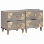 vidaXL Cabinet de chevet avec tiroir 2 Pièces Gris 40 x 33 x 46 cm