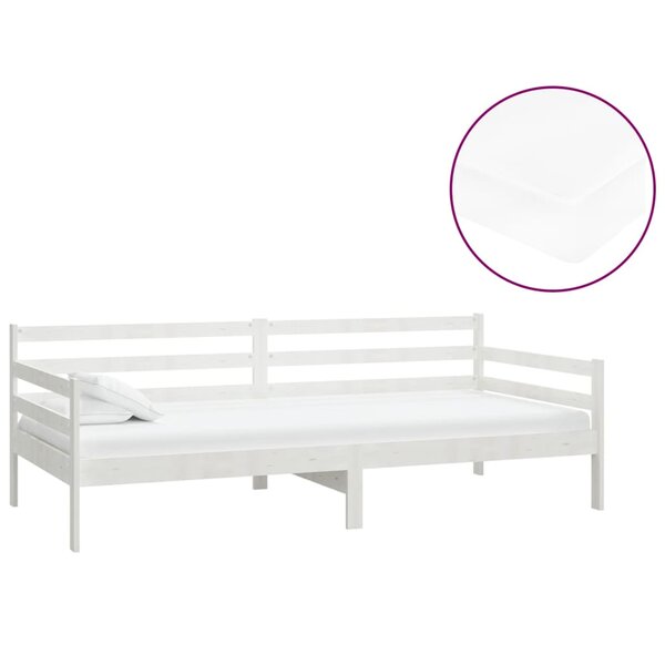 vidaXL Lit de repos avec matelas 90x200 cm Blanc Bois de pin massif