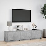vidaXL Meuble TV avec LED gris béton 165x34x40 cm bois d'ingénierie