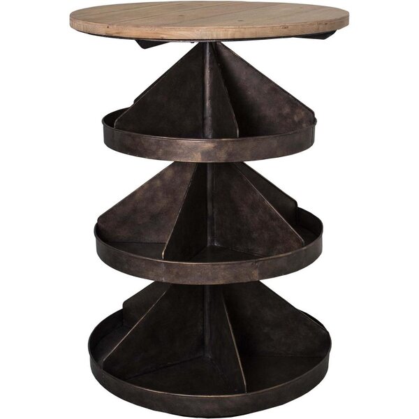 Table avec 3 casiers pivotants en fer et bois 60 x 87.5 cm