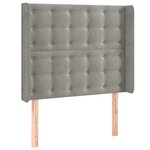 vidaXL Tête de lit avec oreilles Gris clair 93x16x118/128 cm Velours