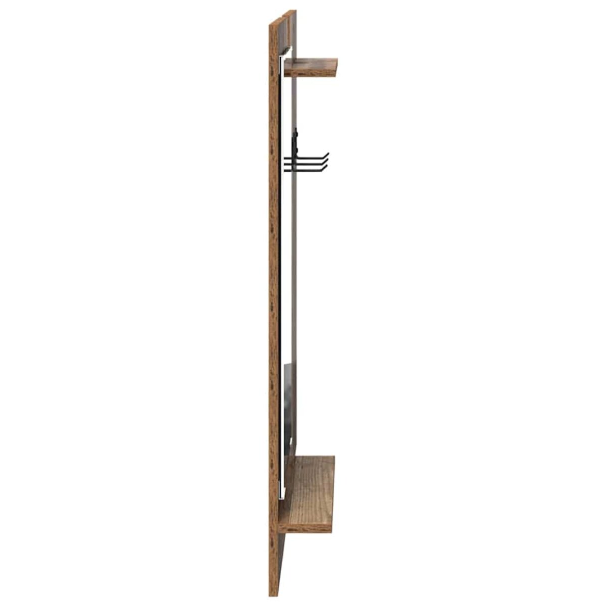 Porte-Manteau Mural En Bois Ancien 60 Cm | Avec Étagère Et Crochets Métal | Design Moderne Pour Couloir, Entrée