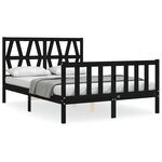 vidaXL Cadre de lit avec tête de lit noir 140x190 cm bois massif