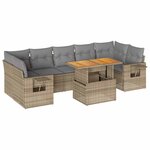vidaXL Salon de jardin avec coussins 8 Pièces beige résine tressée