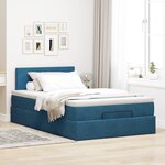 vidaXL Lit ottoman avec matelas et LED bleu foncé 90x200cm velours