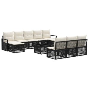 vidaXL Ensemble de canapé de jardin 11 pc Noir polyrotin