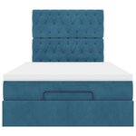 vidaXL Cadre de lit ottoman avec matelas bleu foncé 120x190 cm velours